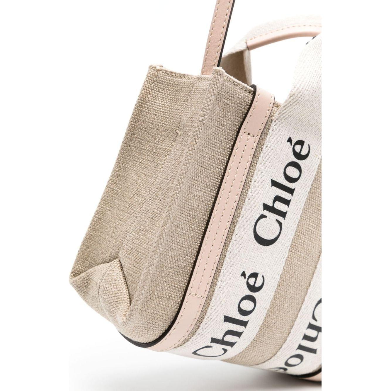 Chloè beige linen calf leather tim Crossbody Bag Shopper Chloè