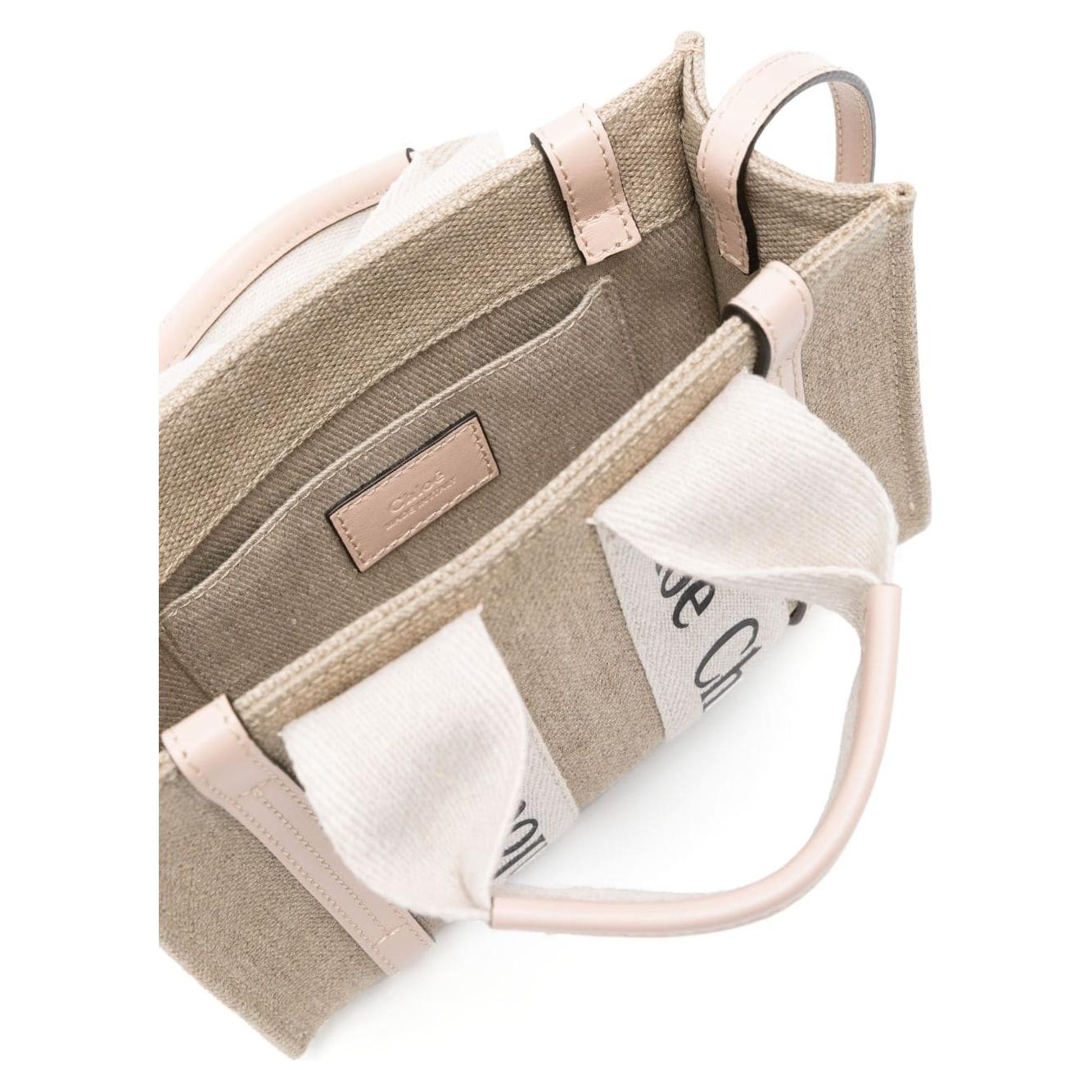 Chloè beige linen calf leather tim Crossbody Bag Shopper Chloè