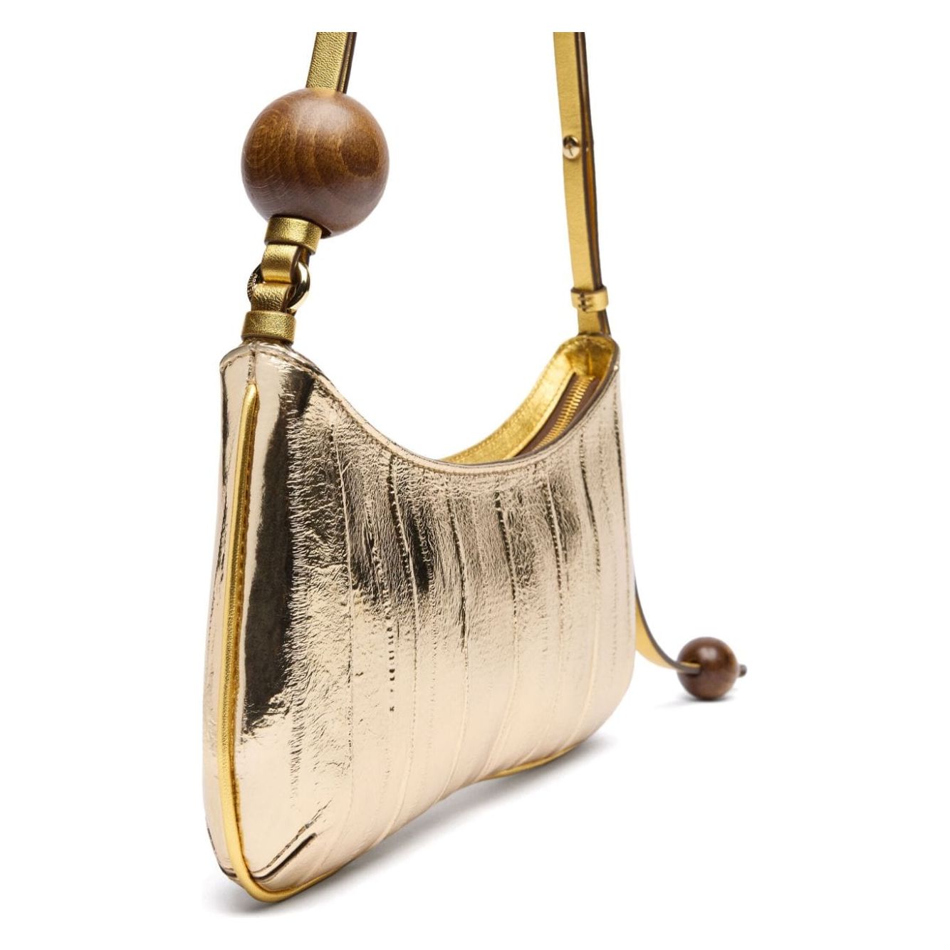 JACQUEMUS leather mirrored finish handbag Golden Shoulder JACQUEMUS