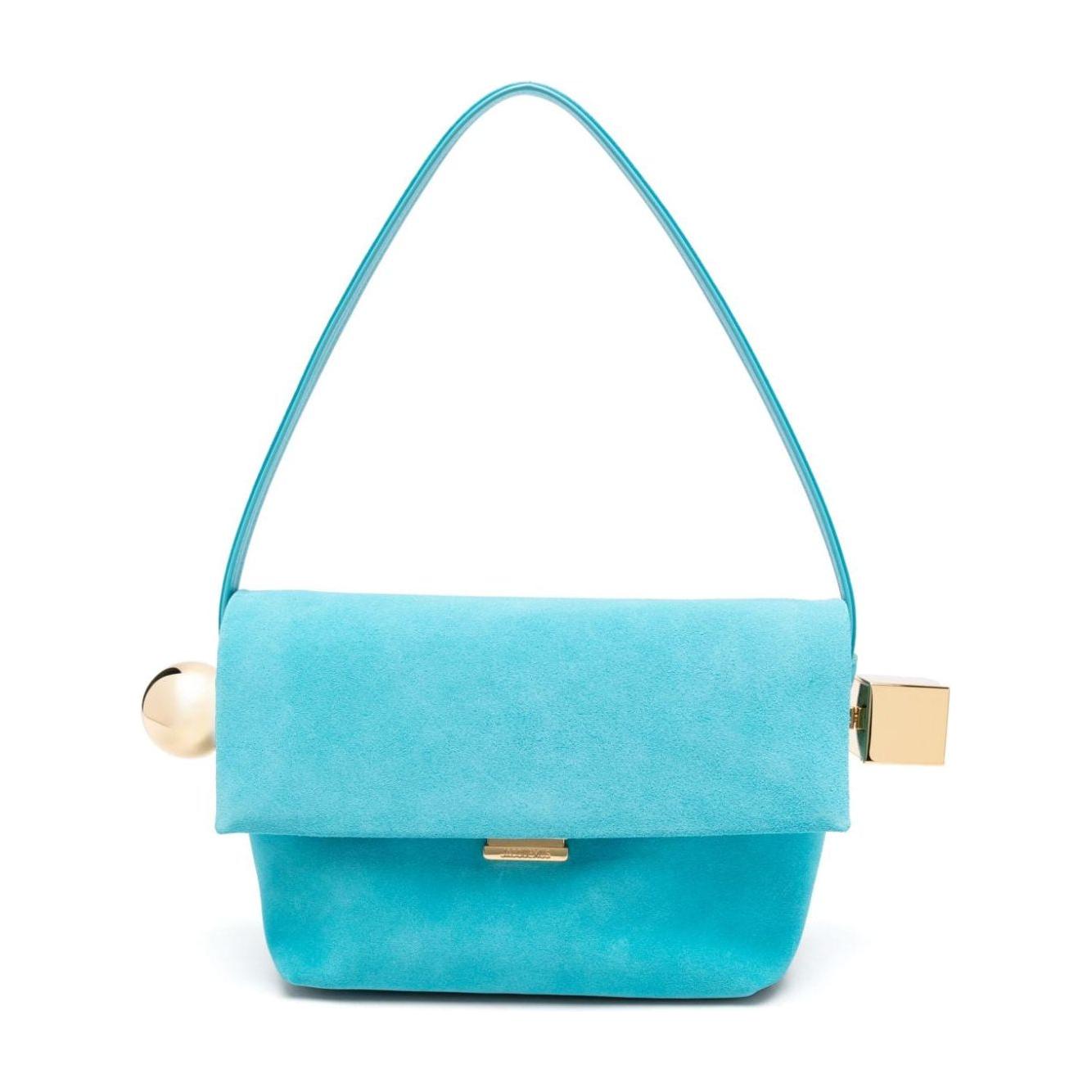 JACQUEMUS aqua blue calf suede Bag Shoulder JACQUEMUS