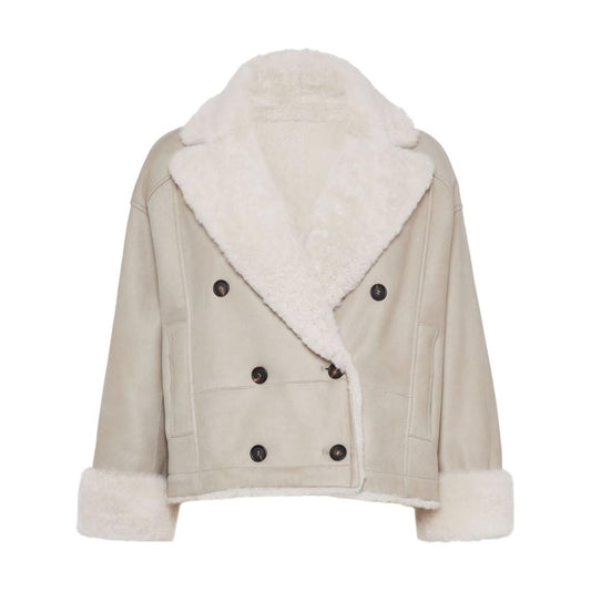 Brunello Cucinelli light beige shearling reversible Jackets Jackets Brunello Cucinelli