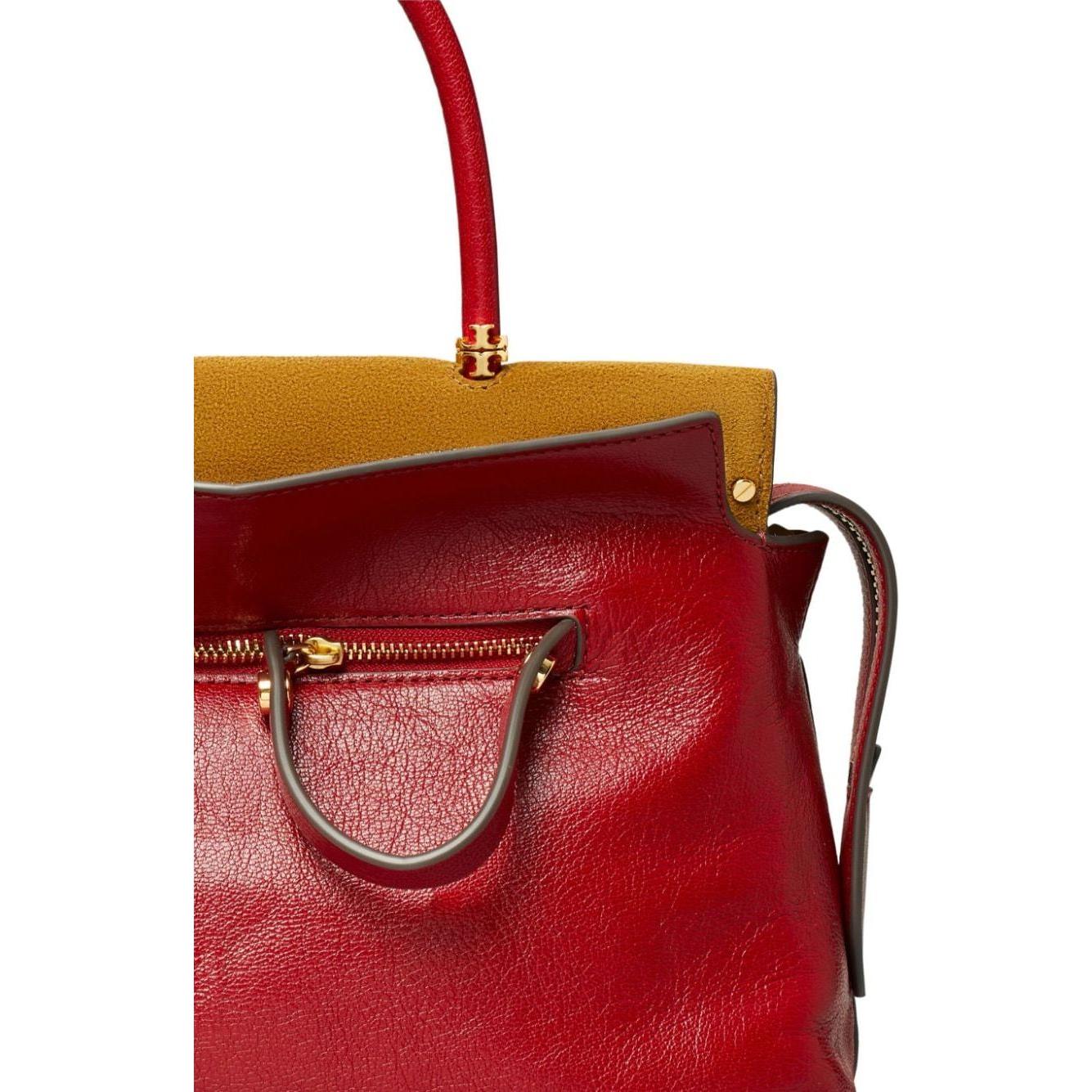 Tory Burch Mercer Satchel Leather Bag Red Handbag Tory Burch