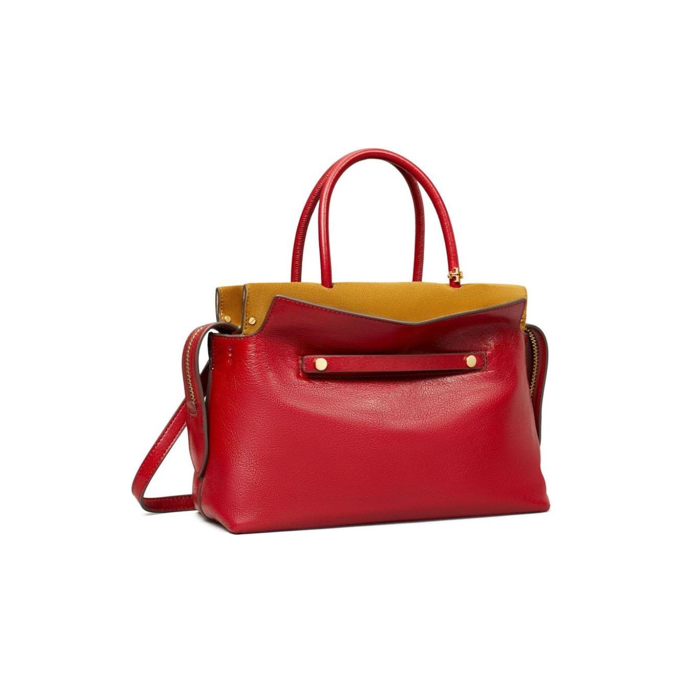 Tory Burch Mercer Satchel Leather Bag Red Handbag Tory Burch