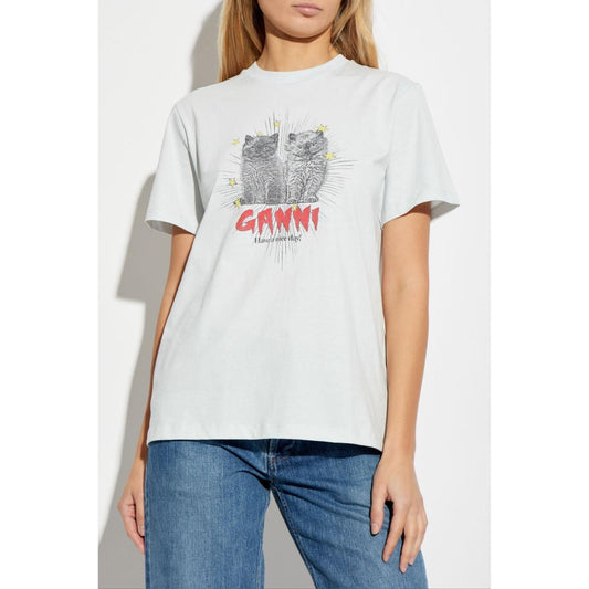 GANNI T-shirts and Polos Clear Blue Topwear Ganni