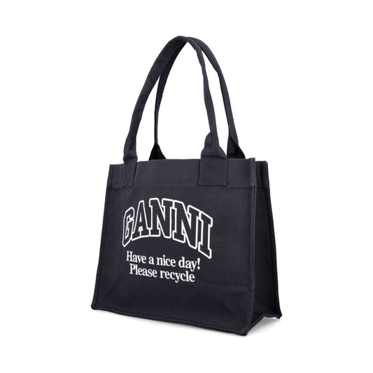 GANNI Tote Bag Black Shopper Ganni