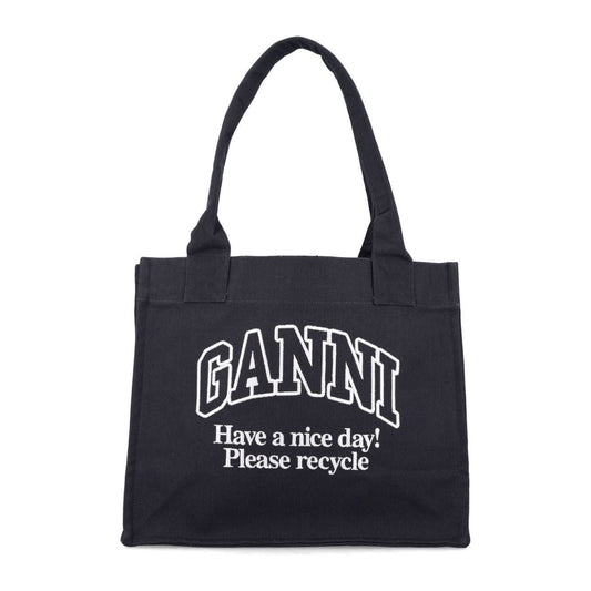 GANNI Tote Bag Black Shopper Ganni