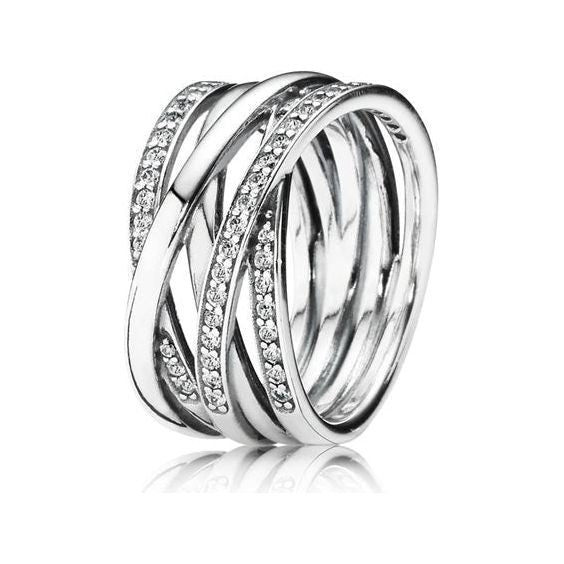 PANDORA JEWELS Mod. SPARKLING & POLISHED LINES - RING - Size 54 DESIGNER FASHION JEWELLERY PANDORA