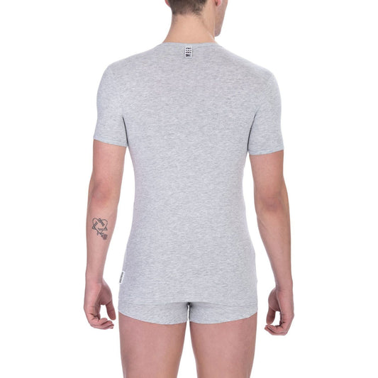 Bikkembergs Gray Cotton Men T-Shirt Bikkembergs