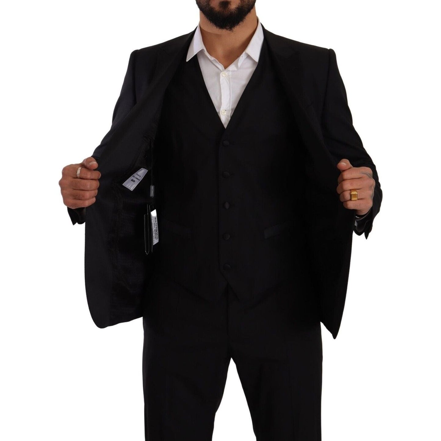 Dolce & Gabbana Elegant Black Three-Piece Martini Fit Suit Dolce & Gabbana