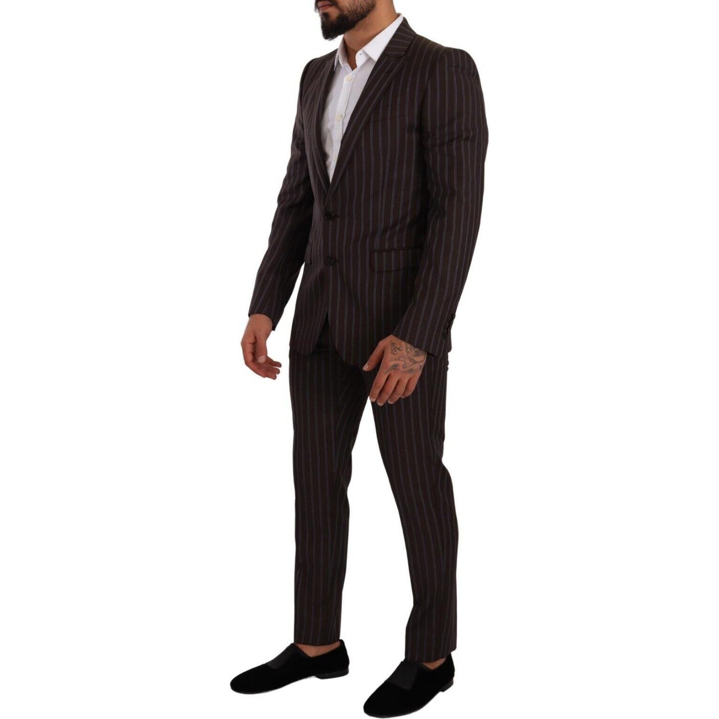 Dolce & Gabbana Elegant Maroon Striped Slim Fit Suit Dolce & Gabbana