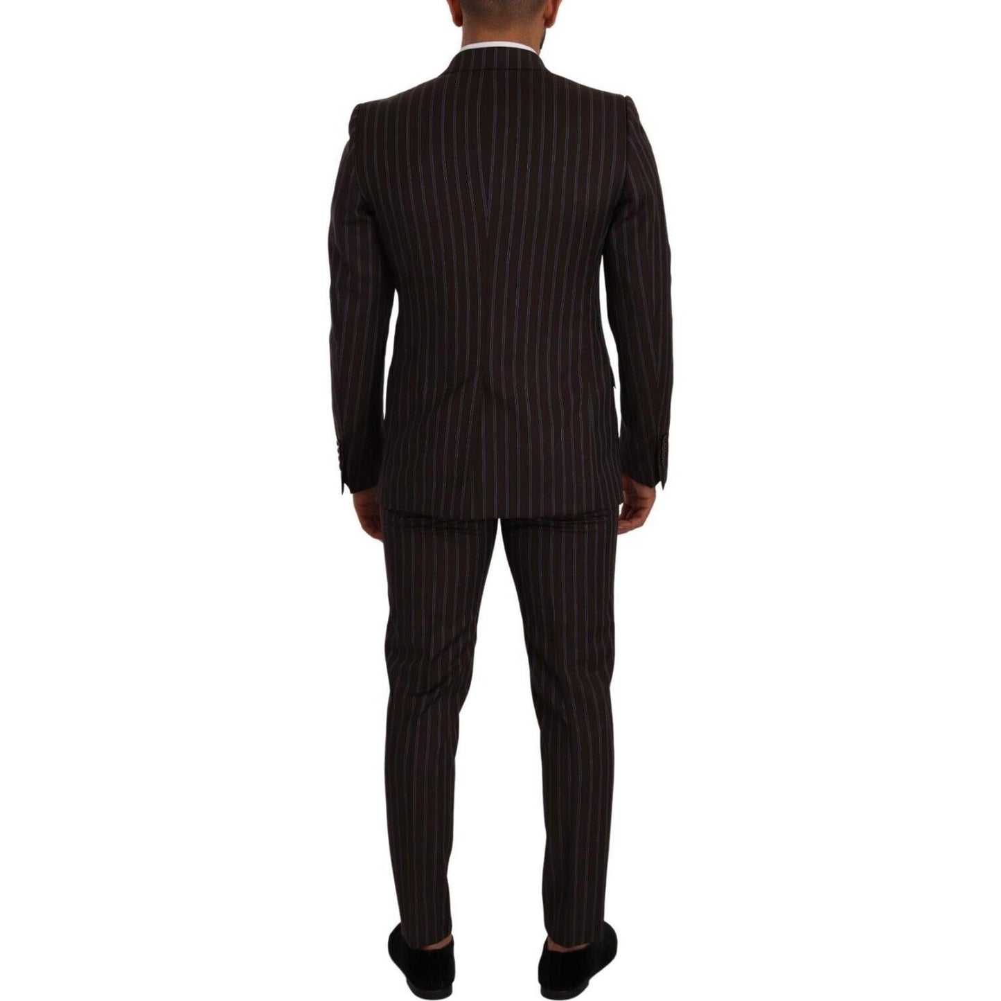 Dolce & Gabbana Elegant Maroon Striped Slim Fit Suit Dolce & Gabbana