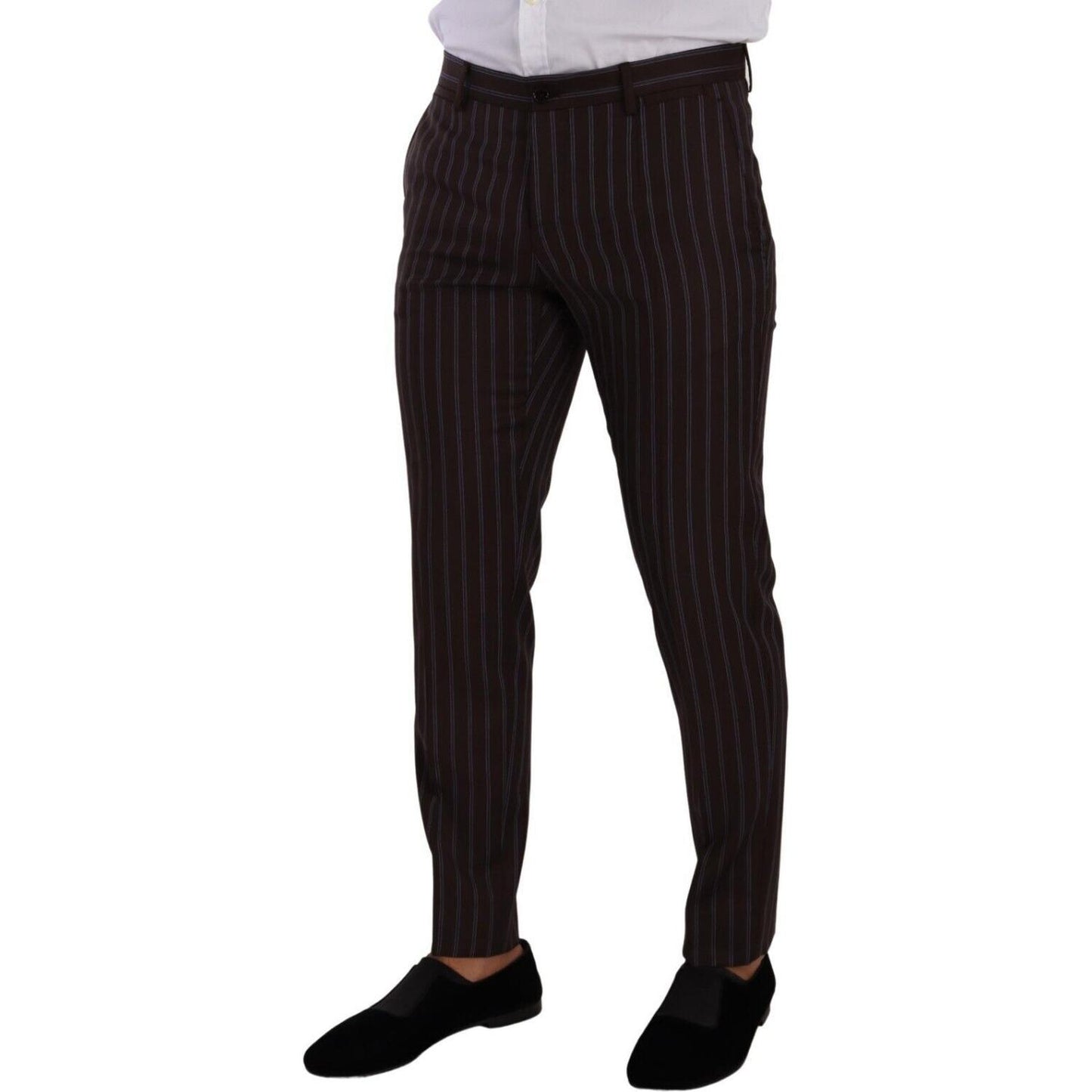 Dolce & Gabbana Elegant Maroon Striped Slim Fit Suit Dolce & Gabbana