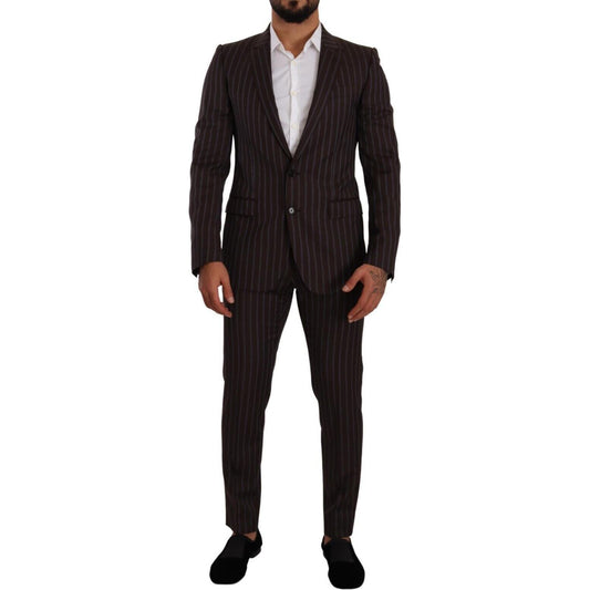 Elegant Maroon Striped Slim Fit Suit