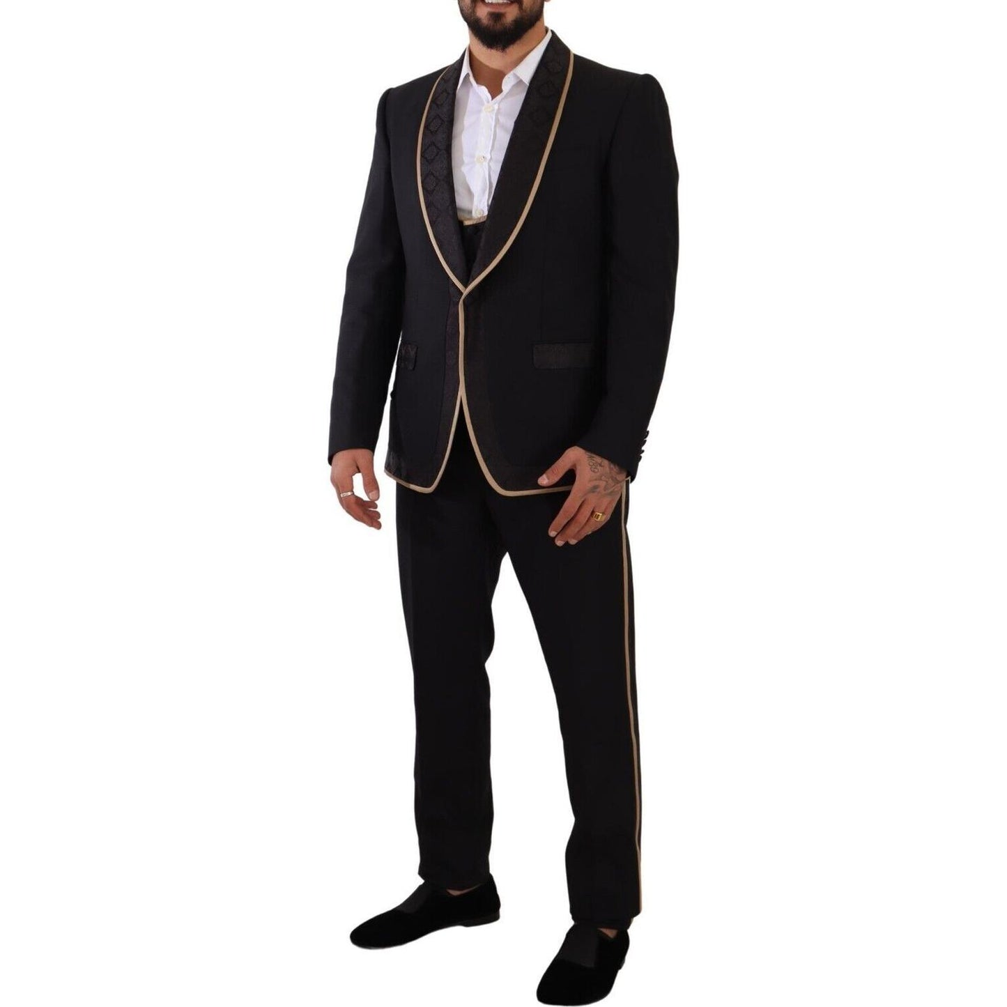 Dolce & Gabbana Elegant Black Silk Blend 3-Piece Suit Dolce & Gabbana