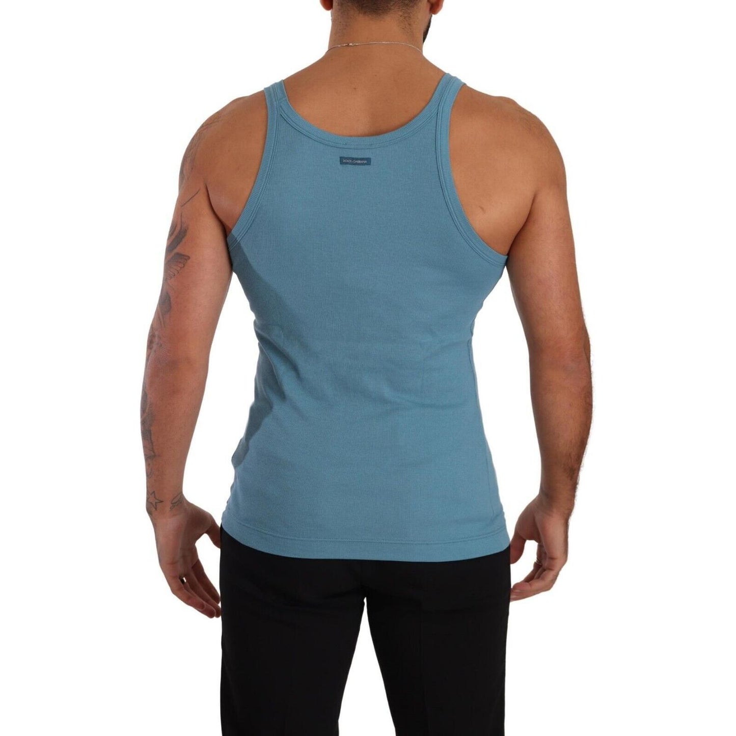 Dolce & Gabbana Elegant Blue Round Neck Tank Top Dolce & Gabbana