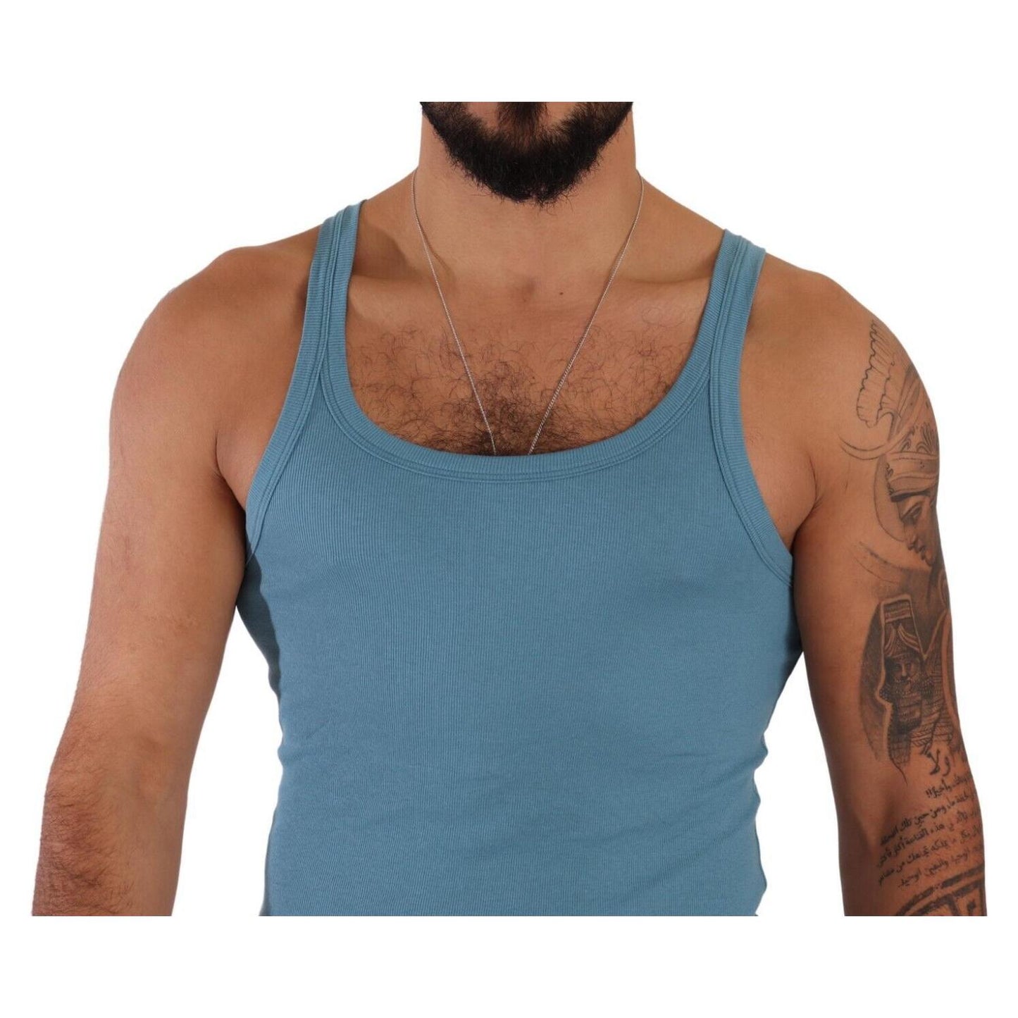 Dolce & Gabbana Elegant Blue Round Neck Tank Top Dolce & Gabbana