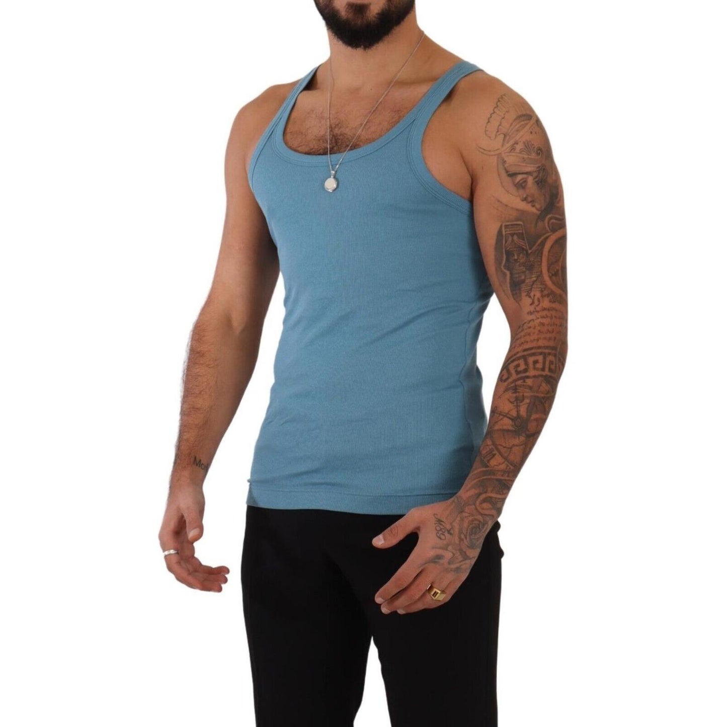 Dolce & Gabbana Elegant Blue Round Neck Tank Top Dolce & Gabbana