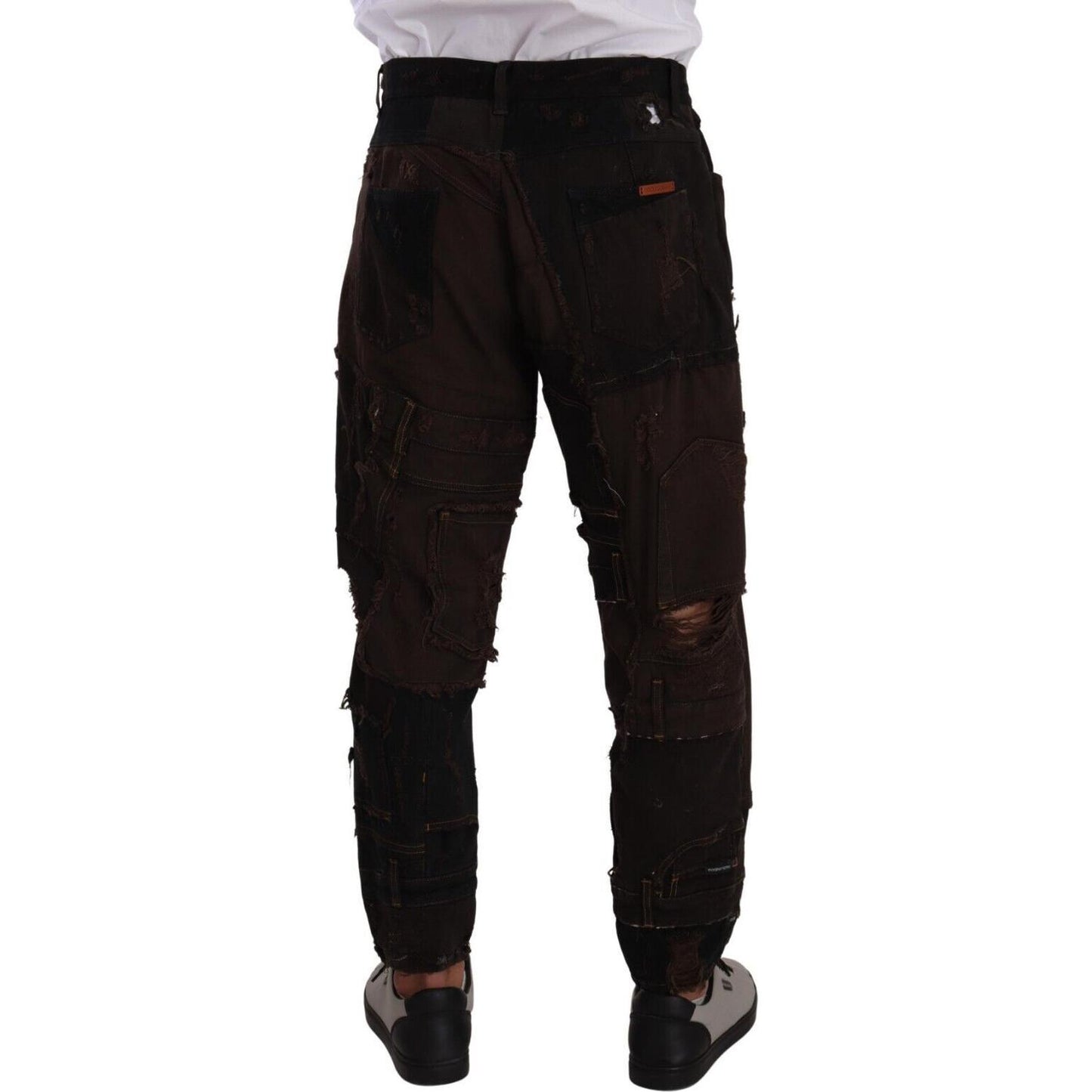 Dolce & Gabbana Brown Cotton Distressed Regular Denim Jeans