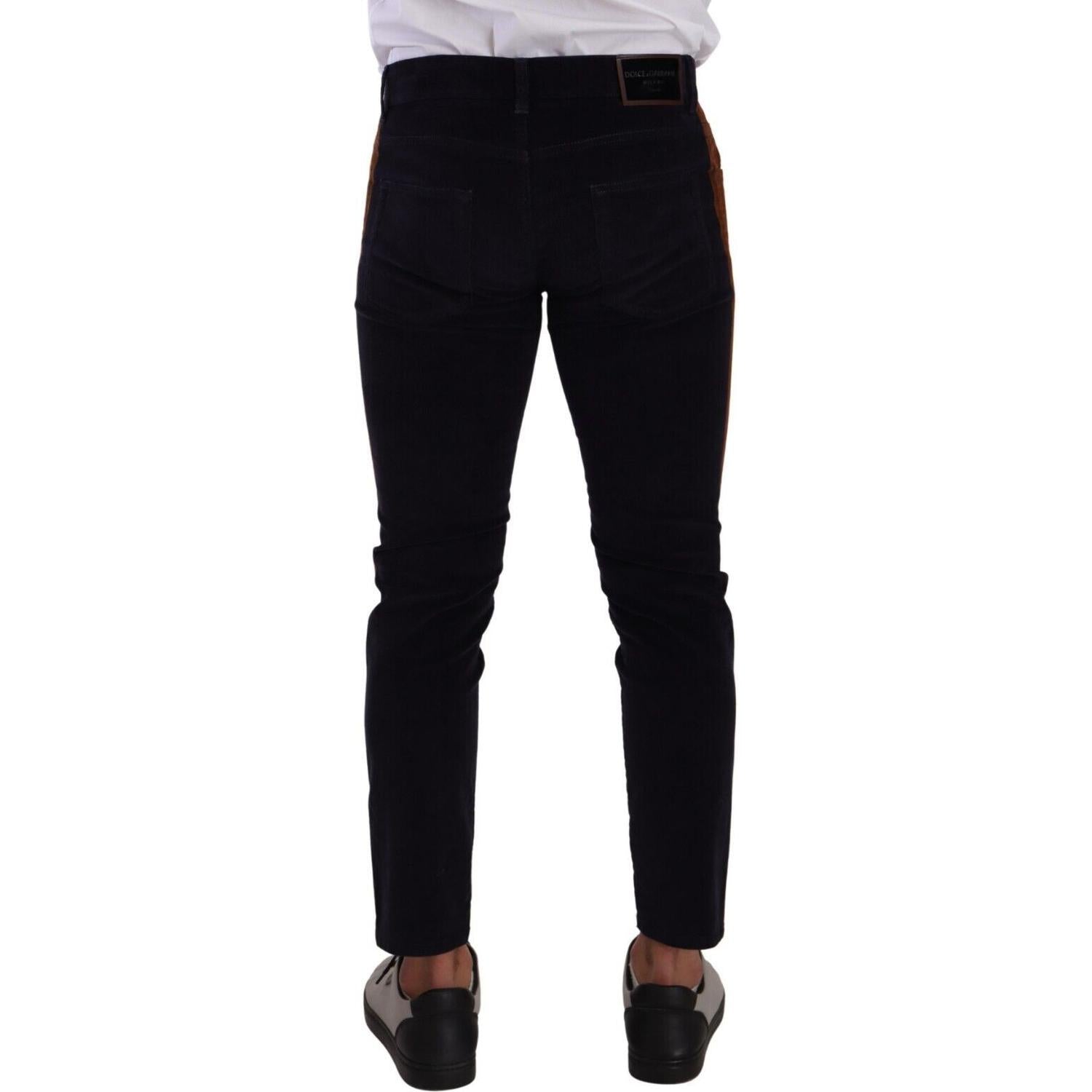 Dolce & Gabbana Blue Cotton Stretch Skinny Corduroy Jeans