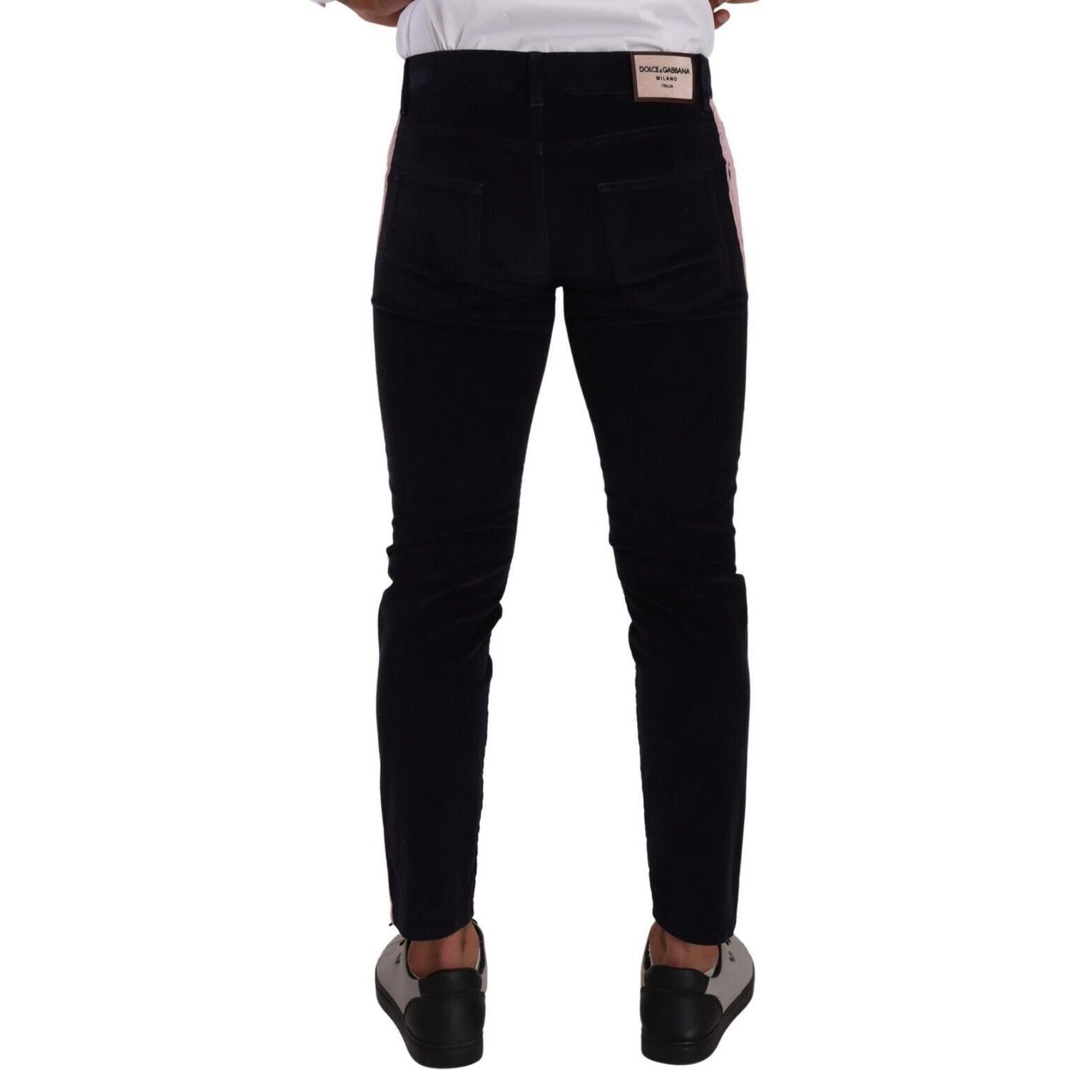 Dolce & Gabbana Blue Corduroy Cotton Stretch Skinny Jeans