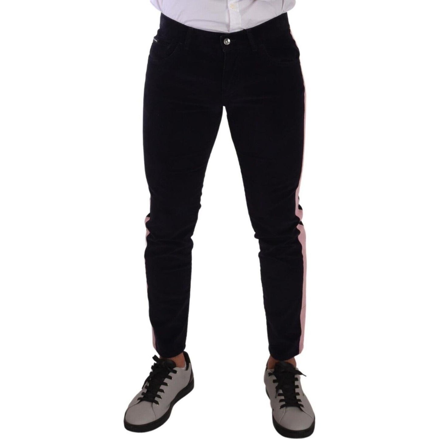 Dolce & Gabbana Blue Corduroy Cotton Stretch Skinny Jeans