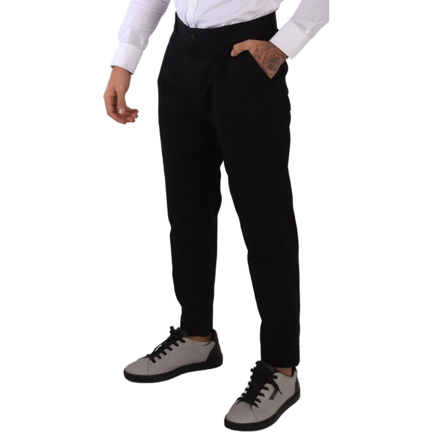 Dolce & Gabbana Elegant Tapered Black Cotton Chinos Dolce & Gabbana