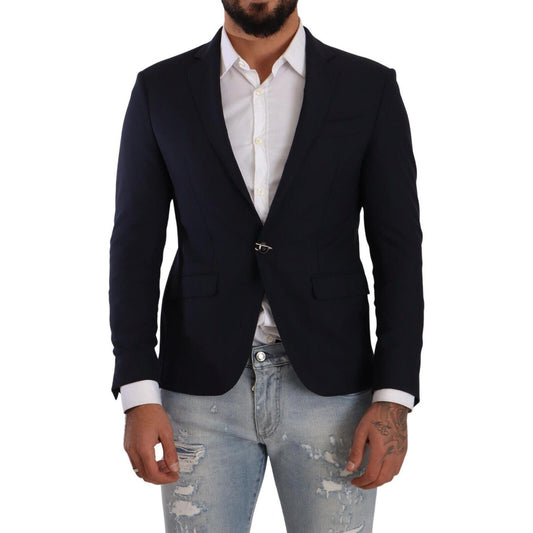 Domenico Tagliente Elegant Slim Fit Dark Blue Blazer Domenico Tagliente