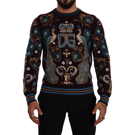 Dolce & Gabbana Bordeaux Cashmere DG Crown Embroidered Sweater