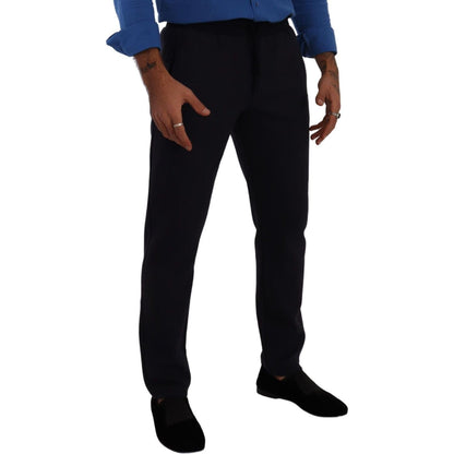 Dolce & Gabbana Blue Cotton Stretch Jogging Trouser Pants