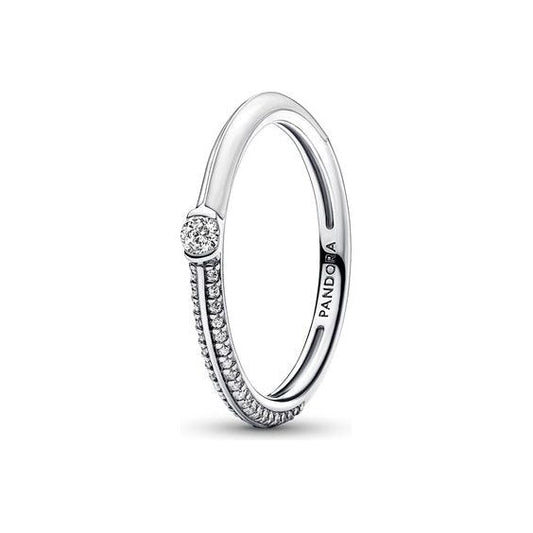 PANDORA JEWELS Mod. PAVE & WHITE DUAL - RING - Size 56 DESIGNER FASHION JEWELLERY PANDORA