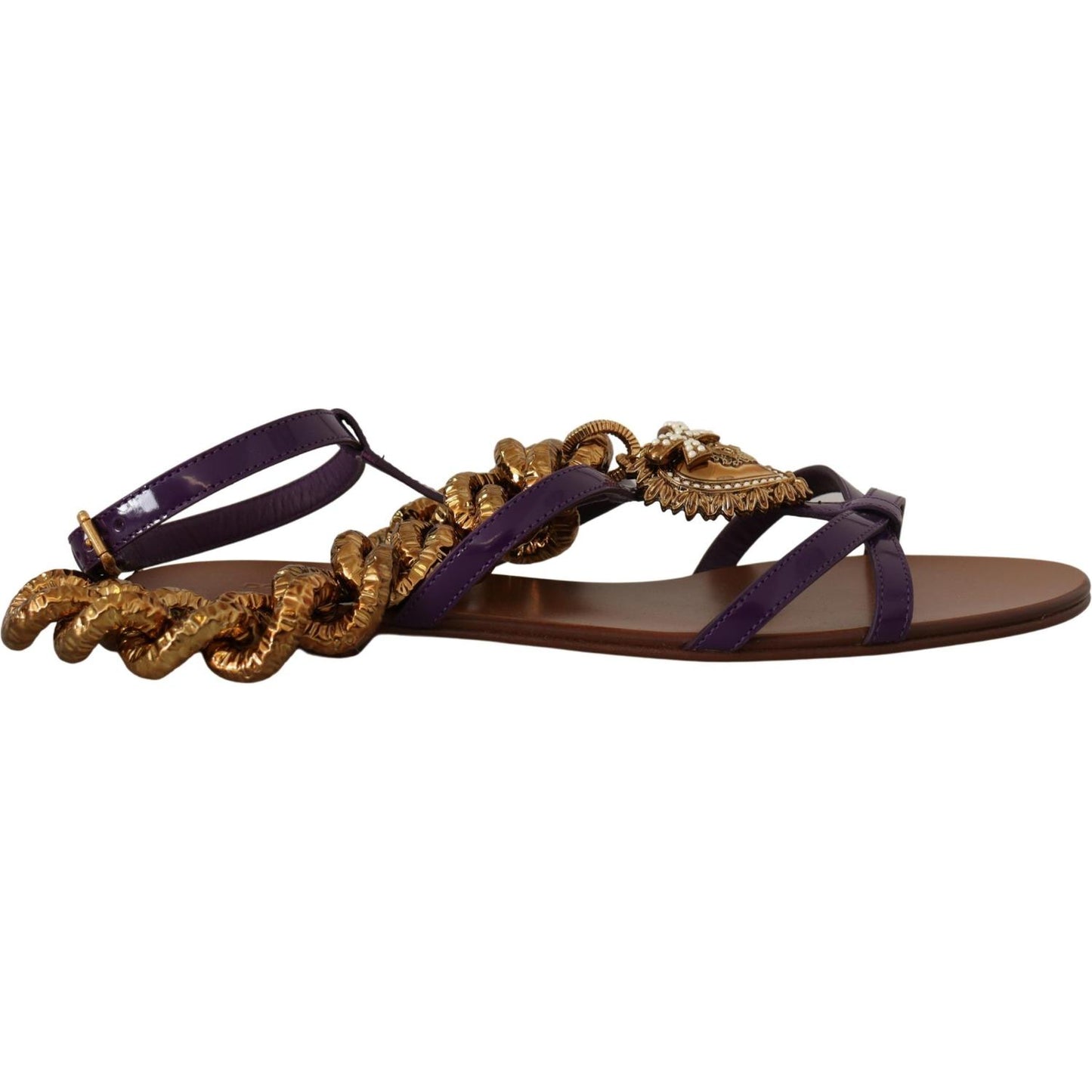 Dolce & Gabbana Purple Heart Chain Gladiator Flats Dolce & Gabbana