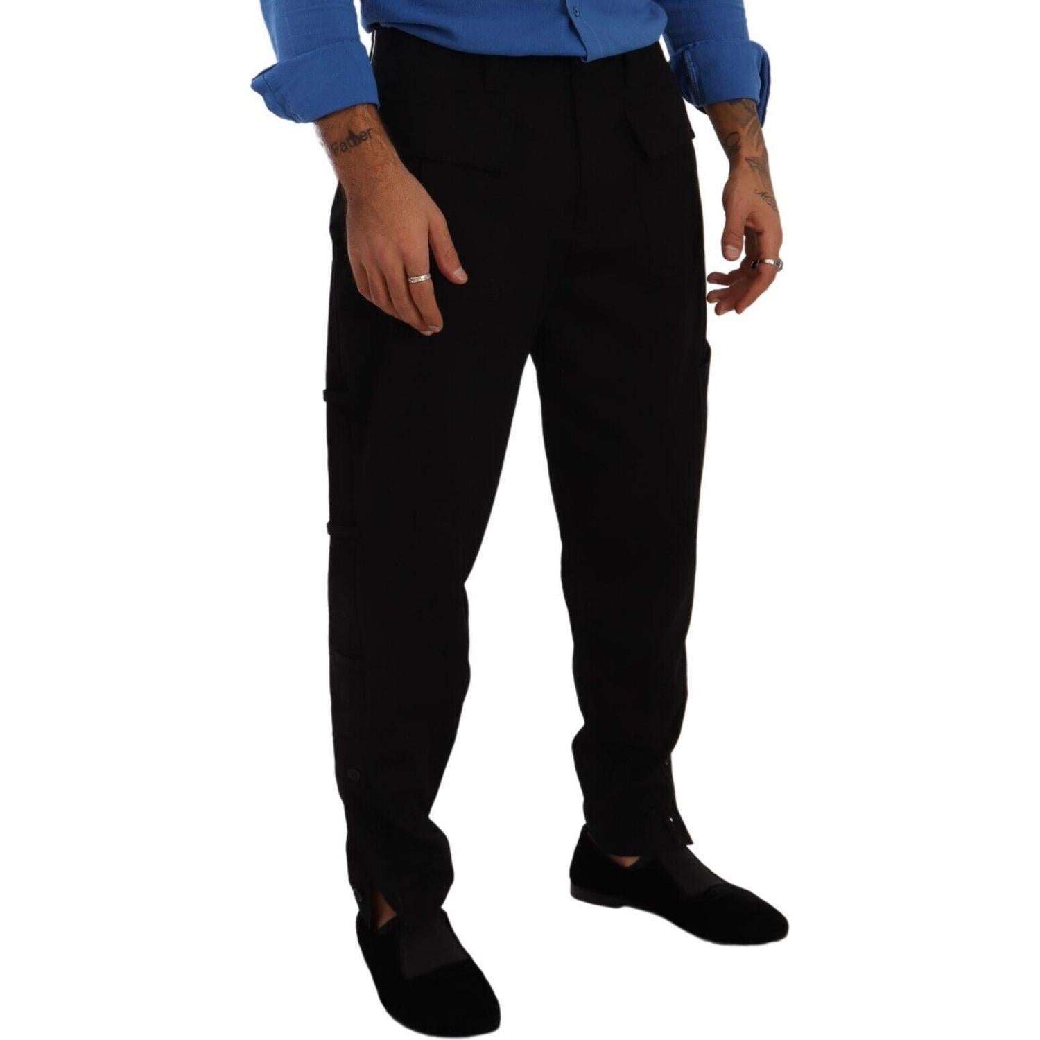 Dolce & Gabbana Black Cotton Stretch Tapered Cargo Pants