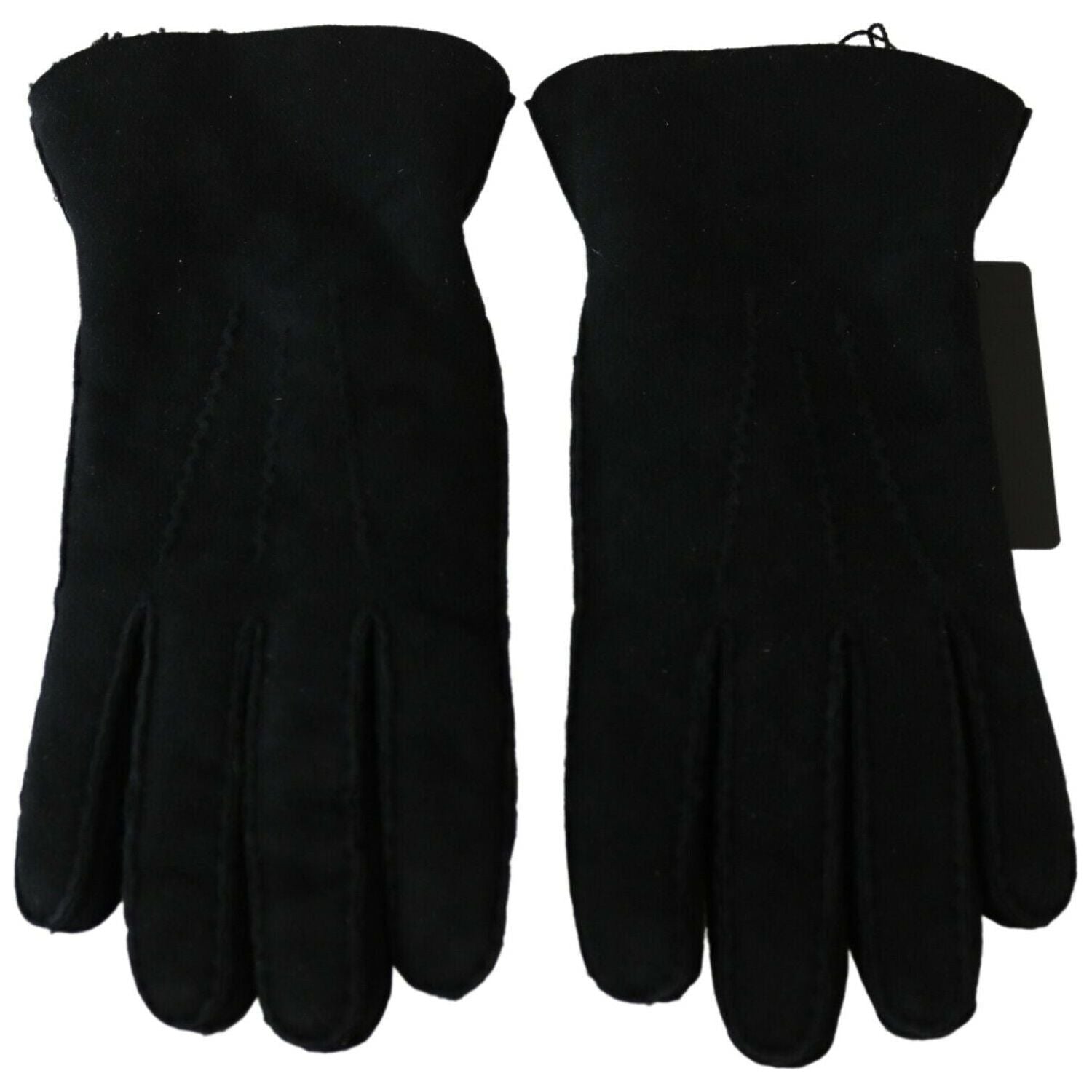 Dolce & Gabbana Black Leather Motorcycle Biker Mitten Gloves