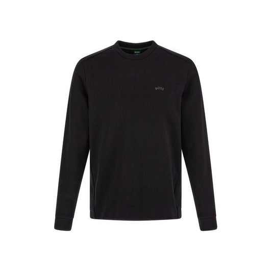 Hugo Boss Elegant Black Cotton Round Neck Sweatshirt Hugo Boss