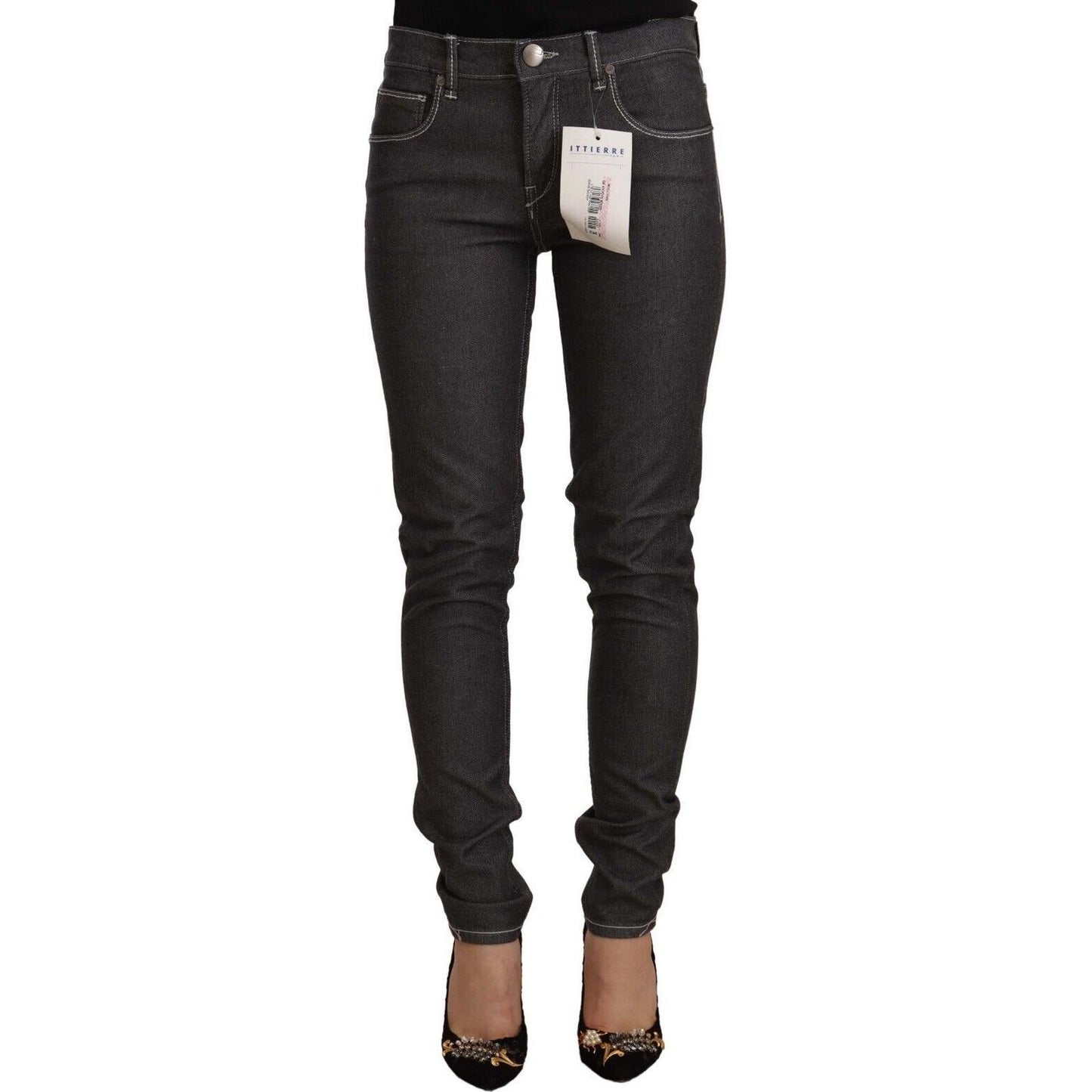 Acht Chic Mid Waist Skinny Black Jeans Acht