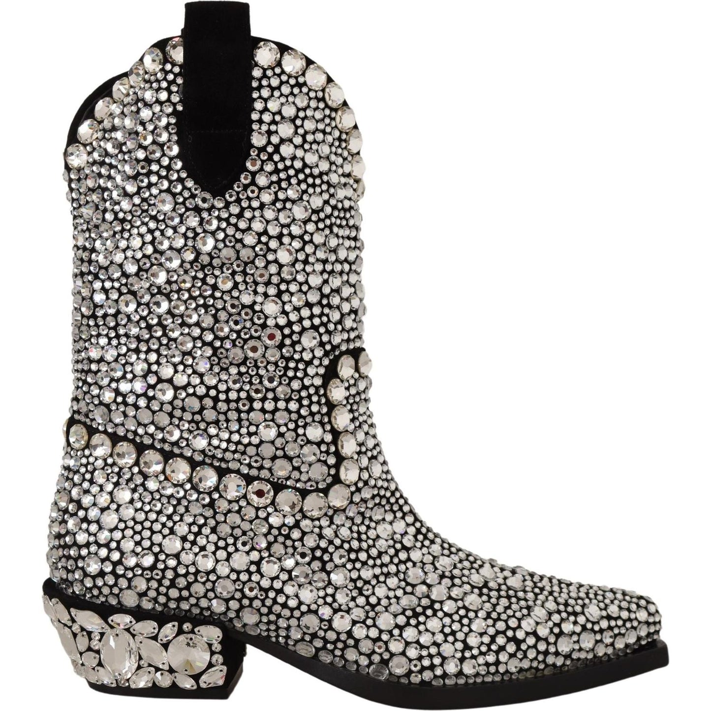 Dolce & Gabbana Crystal-Embellished Black Suede Boots Dolce & Gabbana