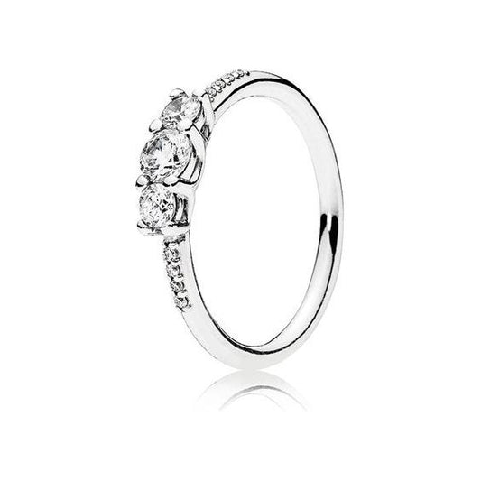 PANDORA JEWELS Mod. SILVER - RING WITH CLEAR CUBIC ZIRCONIA - Size 58 DESIGNER FASHION JEWELLERY PANDORA