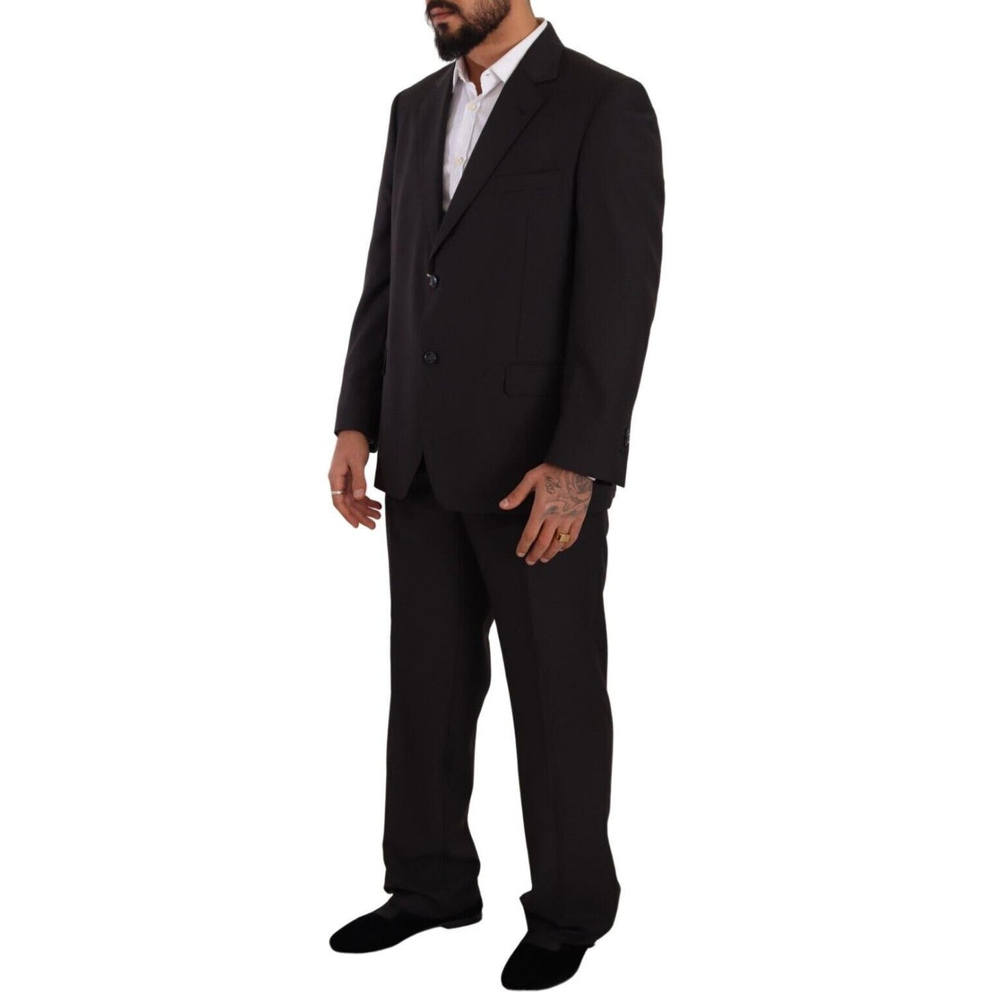 Domenico Tagliente Gray Polyester Single Breasted Formal Suit