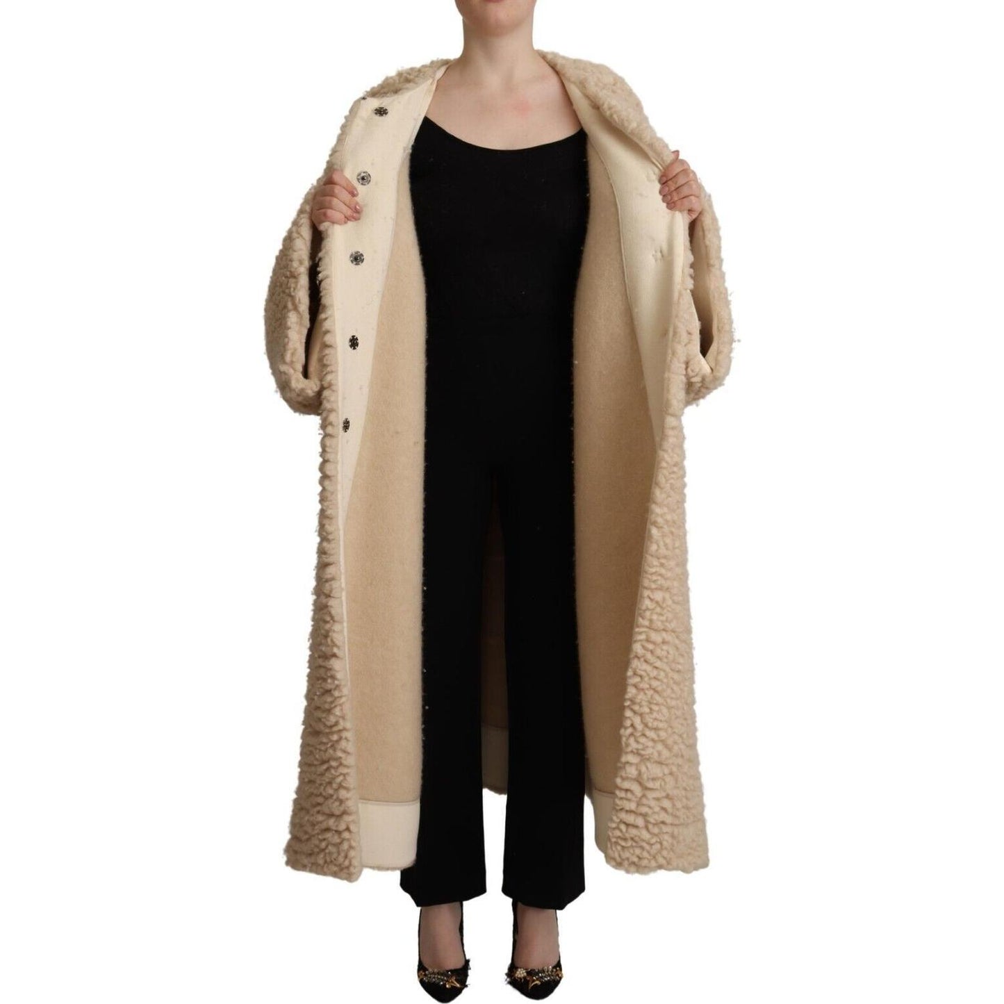 Dolce & Gabbana Elegant Beige Cashmere Overcoat Jacket Dolce & Gabbana