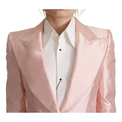 Dolce & Gabbana Pink Satin Long Sleeves Blazer Coat Jacket