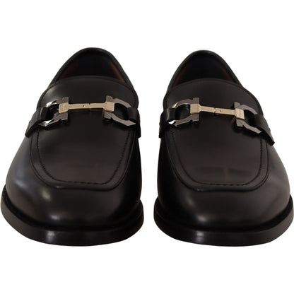Salvatore Ferragamo Black Calf Leather Moccasin Formal Shoes