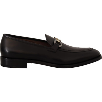 Salvatore Ferragamo Black Calf Leather Moccasin Formal Shoes