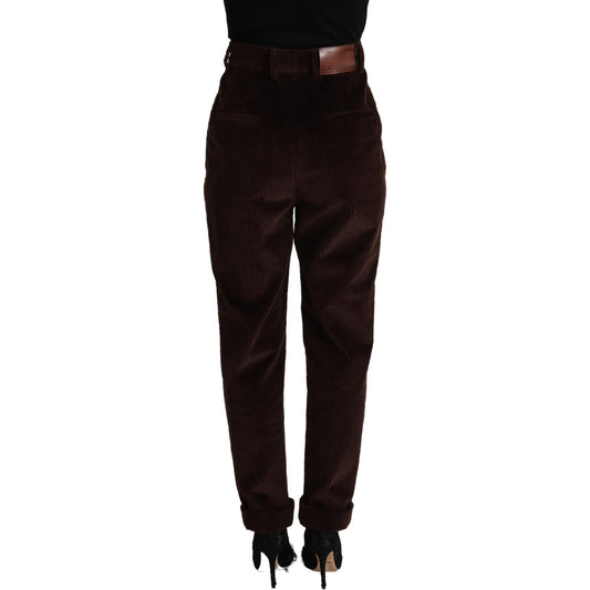 Elegant Bordeaux High-Waisted Corduroy Pants