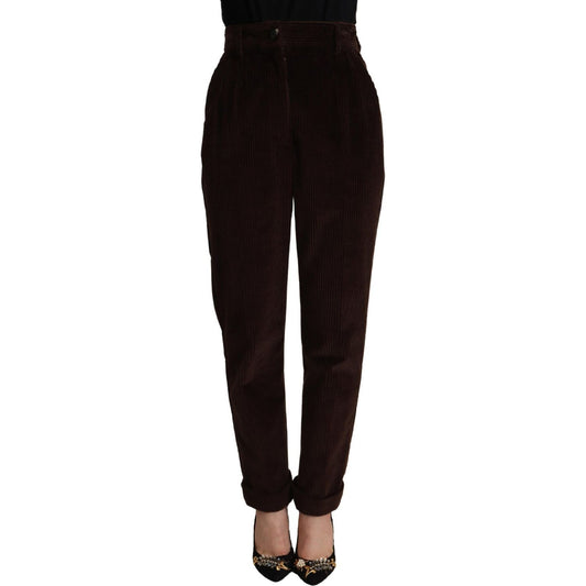 Dolce & Gabbana Elegant Bordeaux High-Waisted Corduroy Pants Dolce & Gabbana