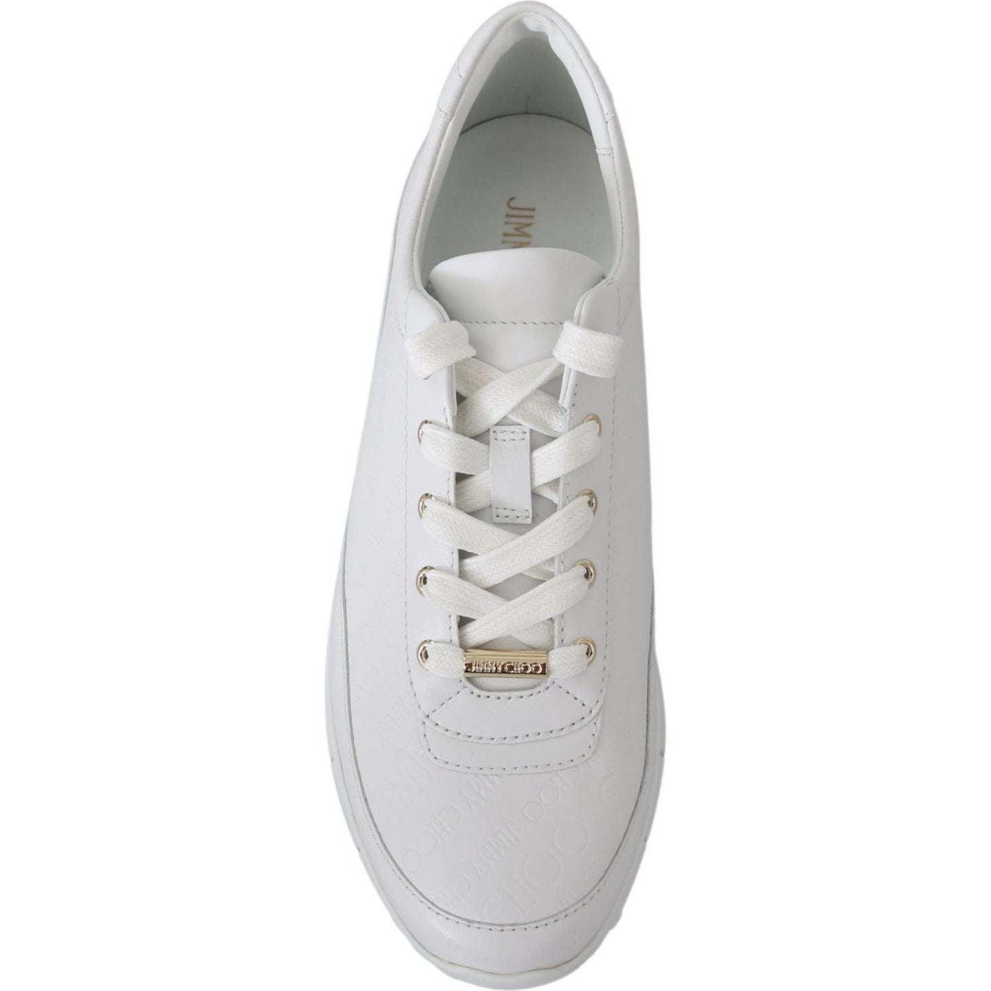 Jimmy Choo Elegant White Leather Sneakers Jimmy Choo