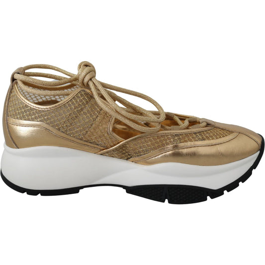 Jimmy Choo Golden Glamour Mesh Leather Sneakers Jimmy Choo