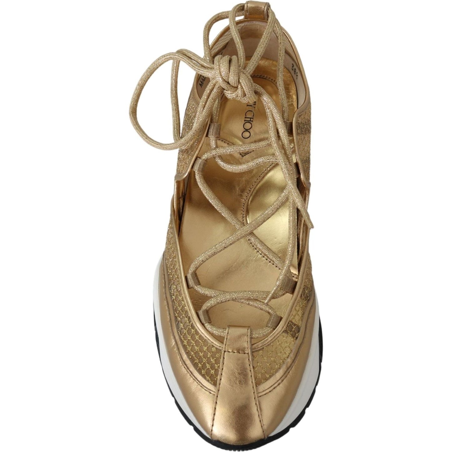 Golden Glamour Mesh Leather Sneakers