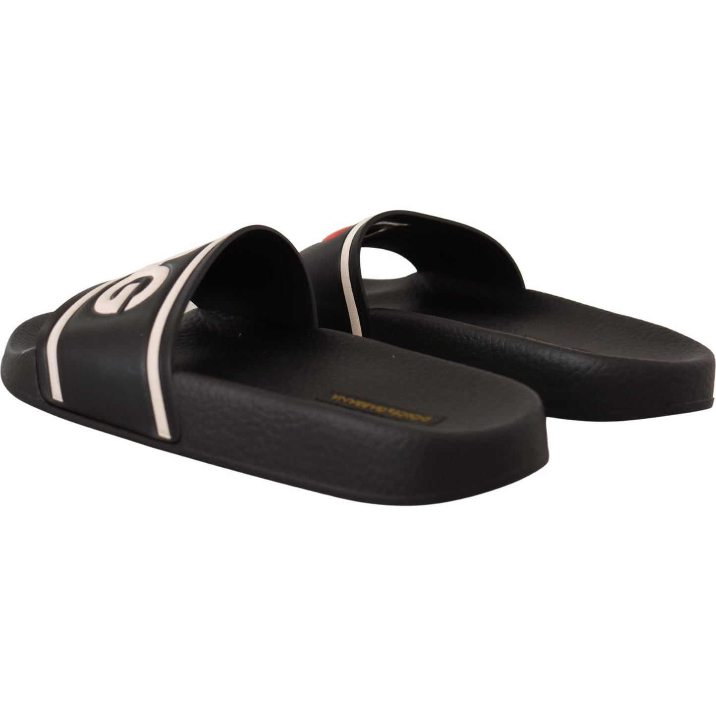 Dolce & Gabbana Elegant Black Leather Slide Sandals for Her Dolce & Gabbana