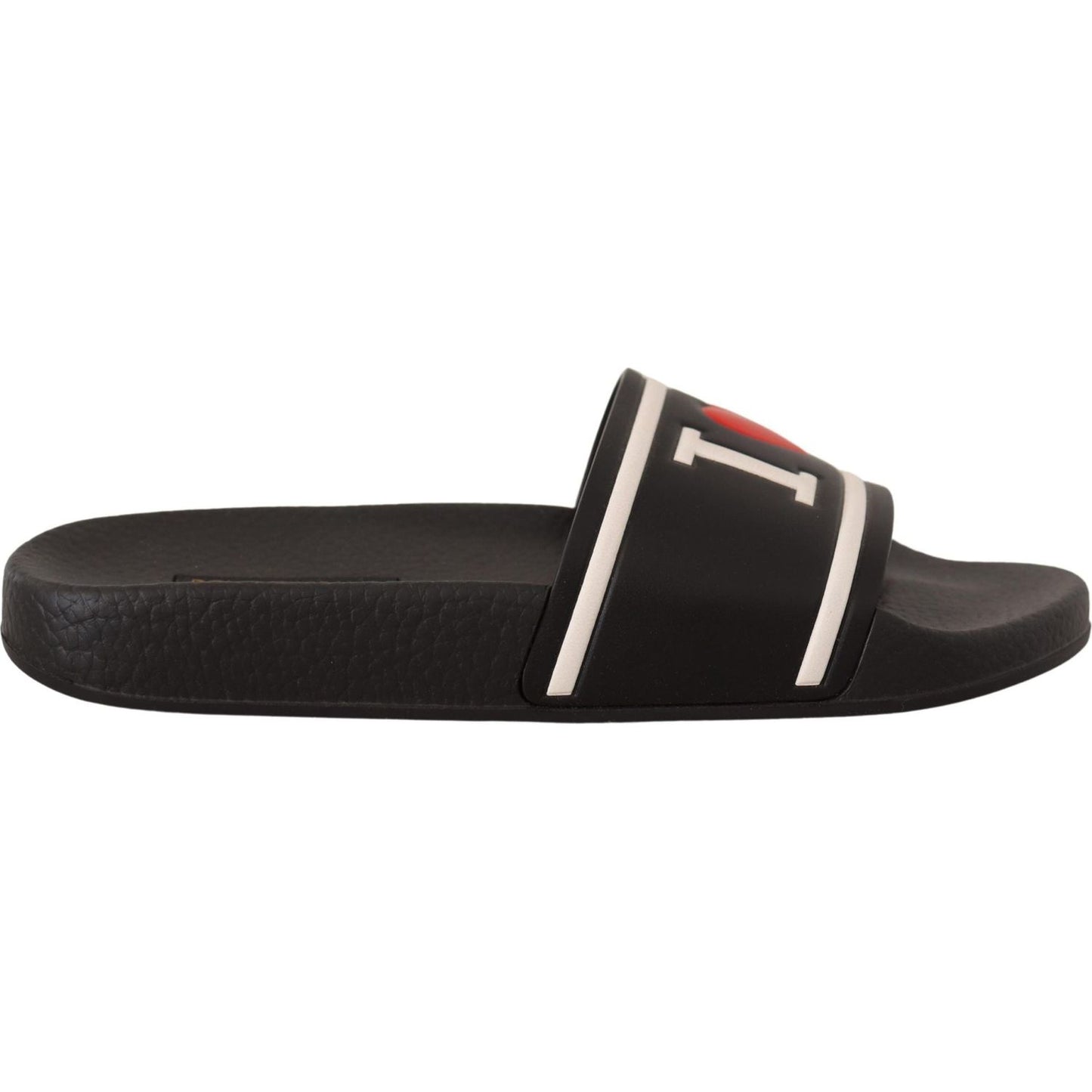 Dolce & Gabbana Elegant Black Leather Slide Sandals for Her Dolce & Gabbana