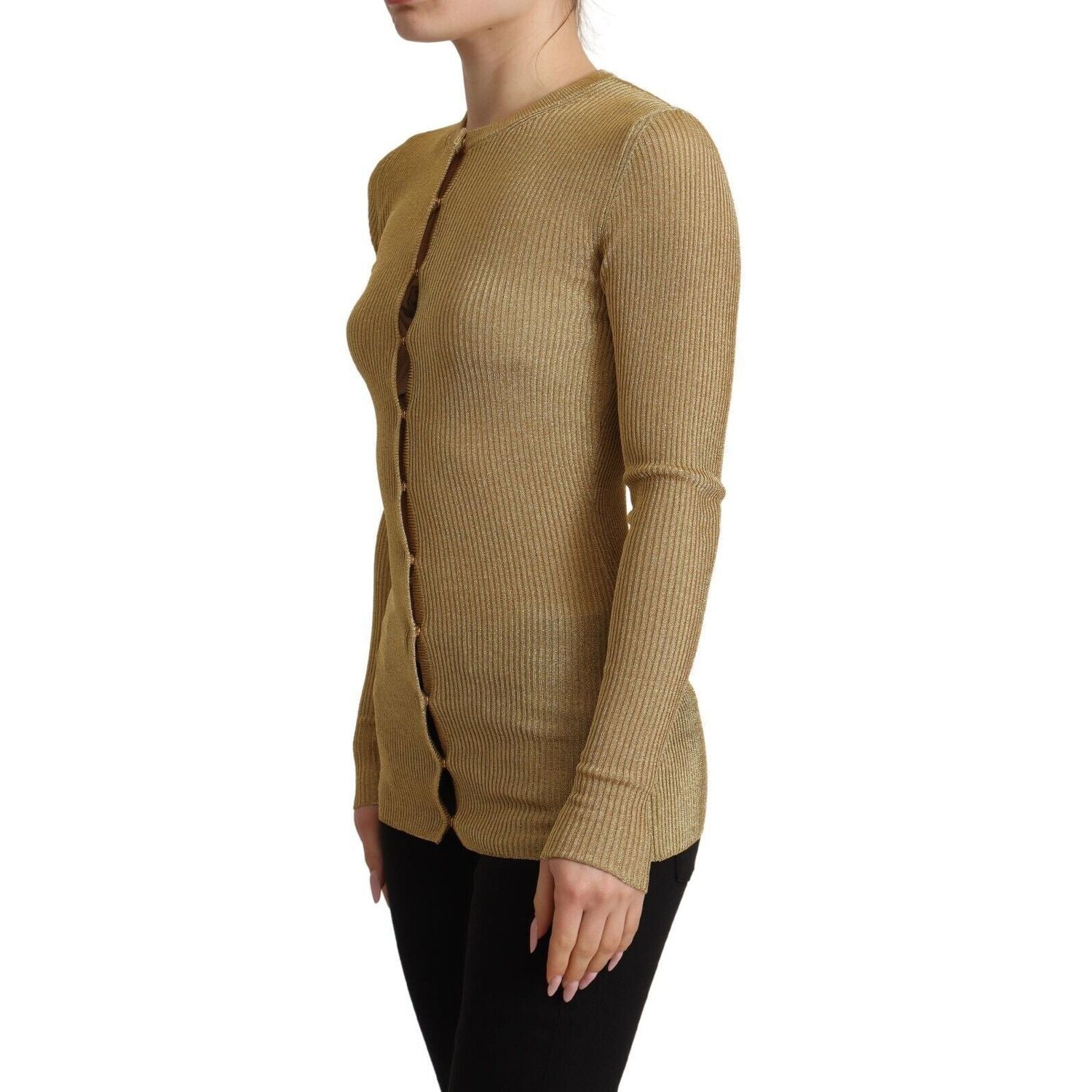 Dolce & Gabbana Gold Viscose Blend Buttons Cardigan Sweater